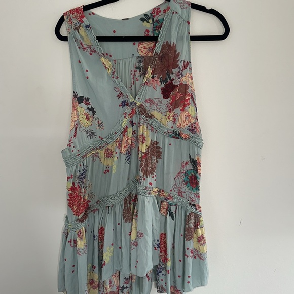 Free People Floral Tank Top - Light Blue and Pink - Picture 7 of 8